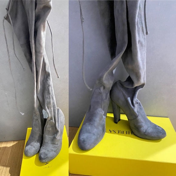 Bardot ➰ ladies grey suede knee high boots s6 - Picture 6 of 6